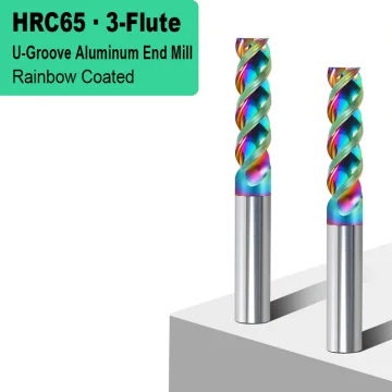 Zhuzhou Jinzuan HRC65 U-Groove 3-Flute Rainbow Coated Aluminum End Mill